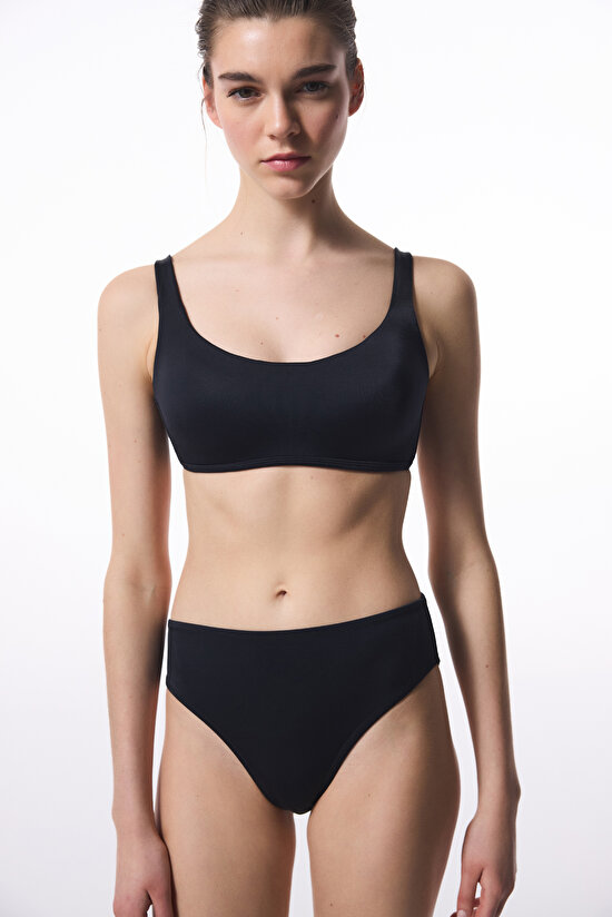 Siyah Bra Sabit Kaplı Bikini Üstü - 4