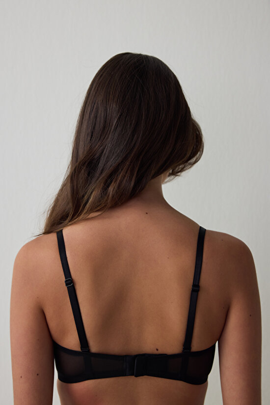 Siyah Lotus Broidery Sütyen - 5