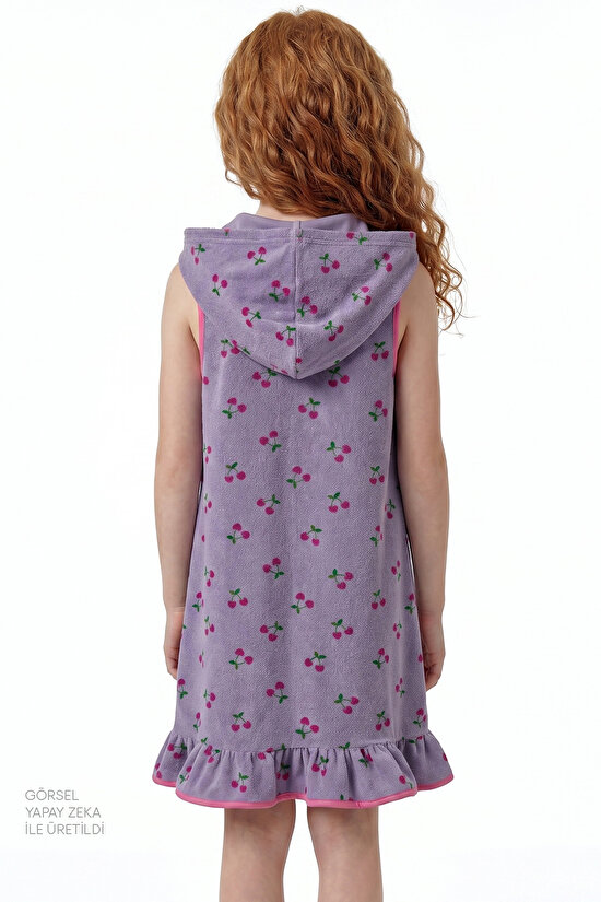 Lila Kız Çocuk Beach Cherry Kaftan - 2