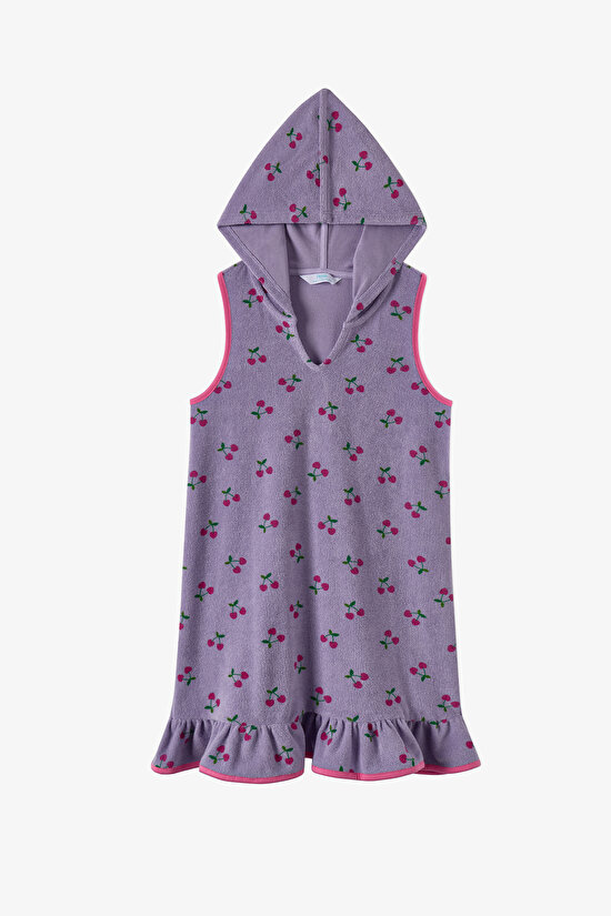 Lila Kız Çocuk Beach Cherry Kaftan - 3