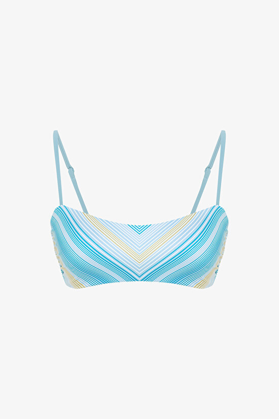 Çizgili Renkli Nell Bandeau Bikini Üstü - 1