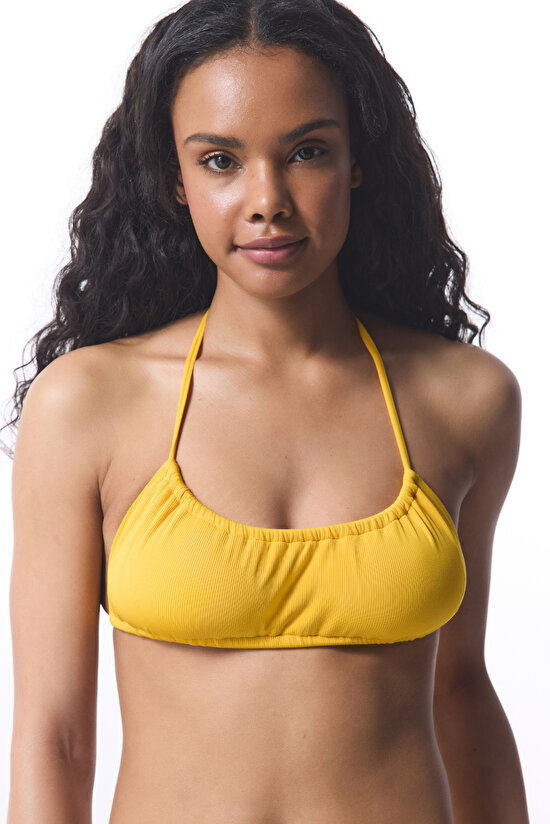 Sarı Marigold Bandeau Bikini Üstü - 1