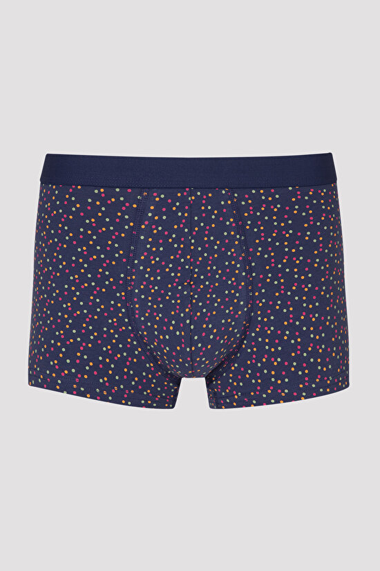 Dark Blue Colorful Leaves 2in1 Boxer - 4