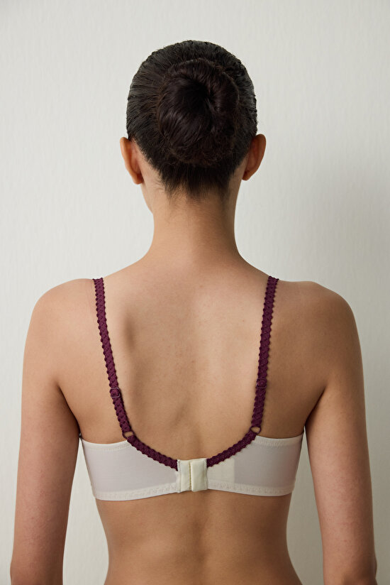 Beige Curvy Broderie Underwire Non-Padded Bra - 4