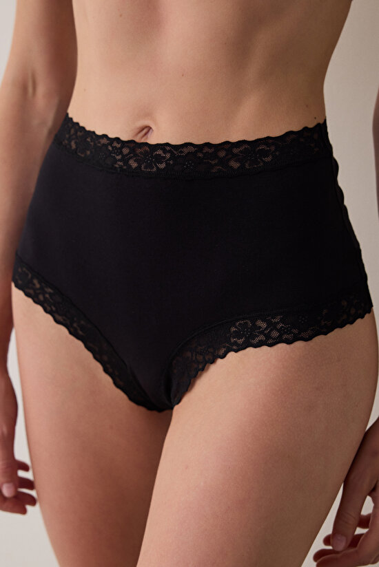 Siyah Comfy Pamuklu Yüksek Bel Slip Külot - 1