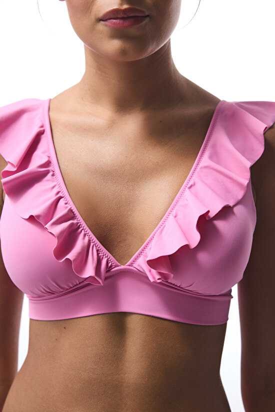 Pink Begonia Deep Frill Bikini Top - 3