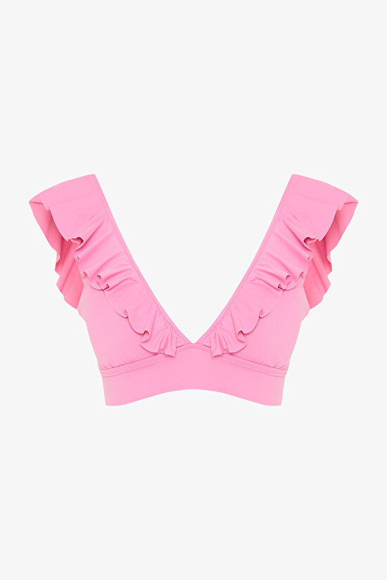 Pink Begonia Deep Frill Bikini Top - 8