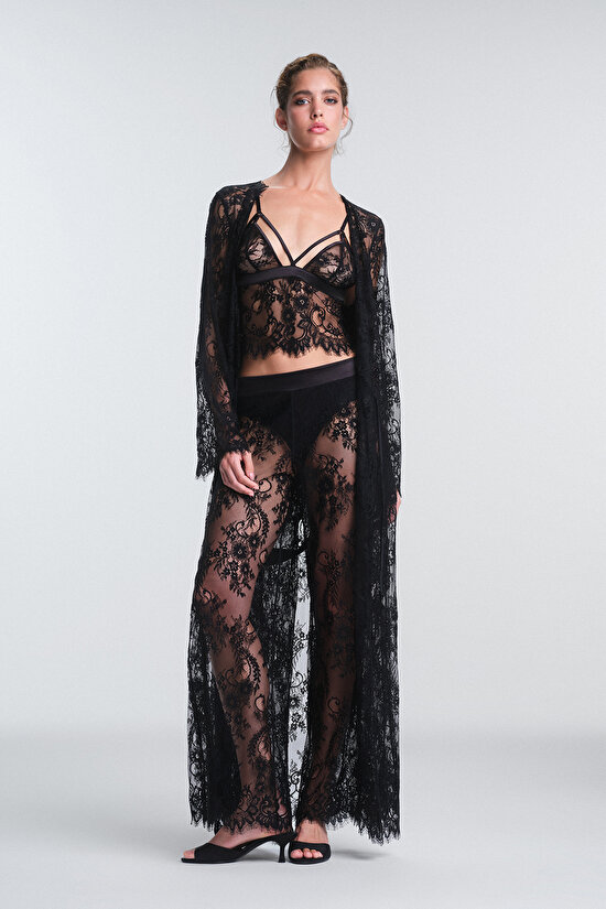 Pirra Lace Black Robe - Privee Collection Pirra Lace Black Robe - Privee Collection - 4