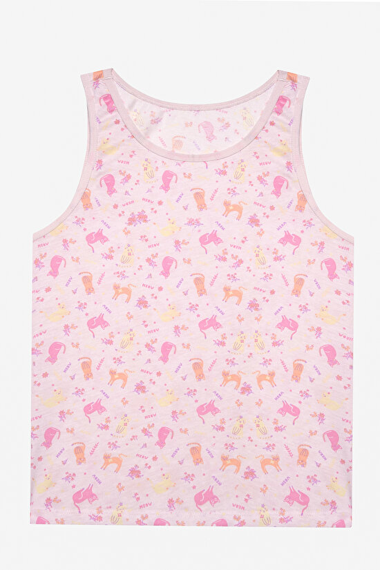 Kız Çocuk Cute Meow Pamuklu 2li Çok Renkli Atlet - 3