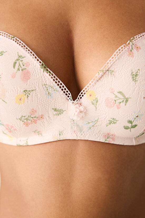 Caroline Printed Lace Light Pink Bra - 5