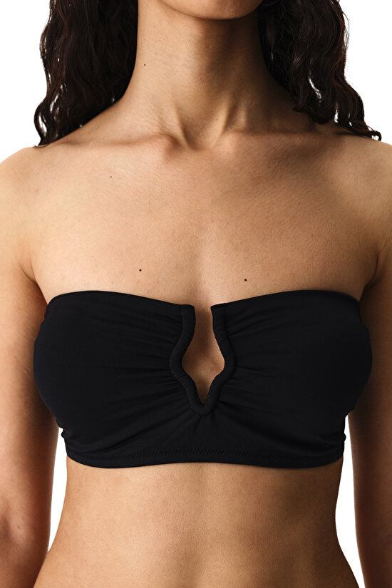 Siyah Nia Straplez Bikini Üstü - 4