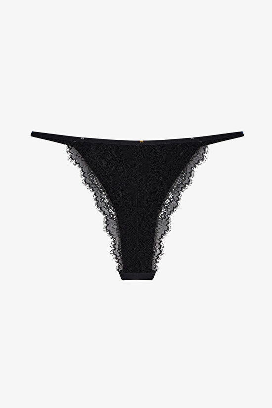 Black Micro Lace Brazilian Panties - 2
