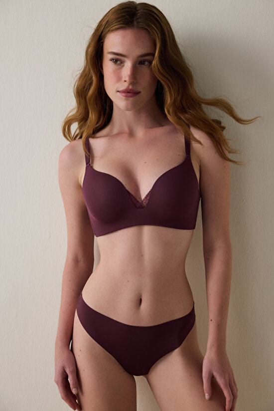 Bordo Eliza Balensiz Push Up Sütyen - 4