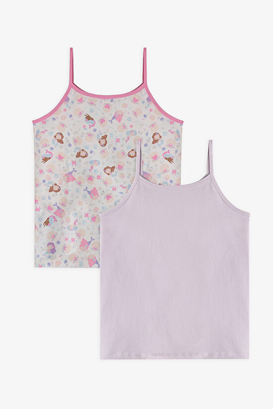 Light Lilac Girls Mermaids 2 in1 Tank Tops - 1