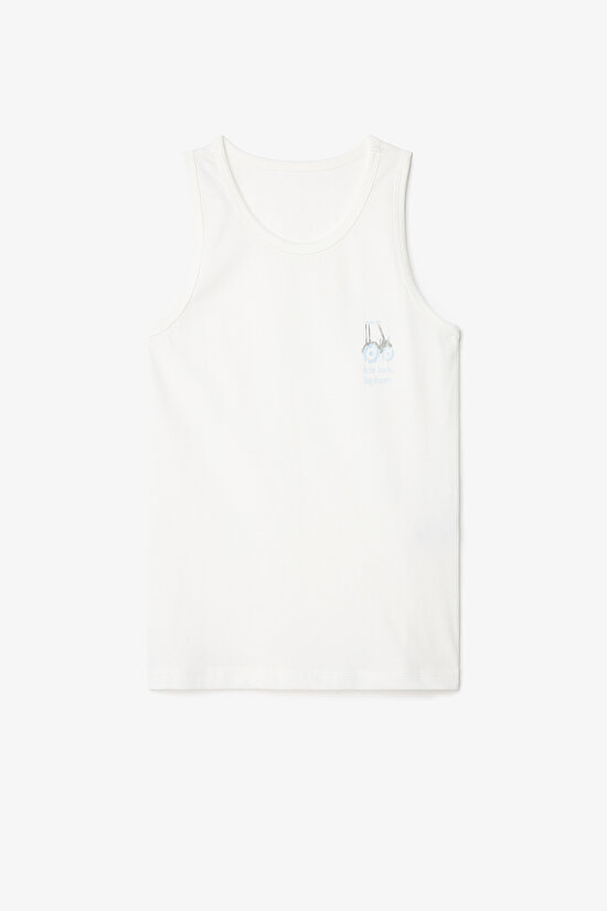 Kırık Beyaz Erkek Çocuk Araba Desenli Kalın Askılı 2'li Pamuklu Atlet - 3