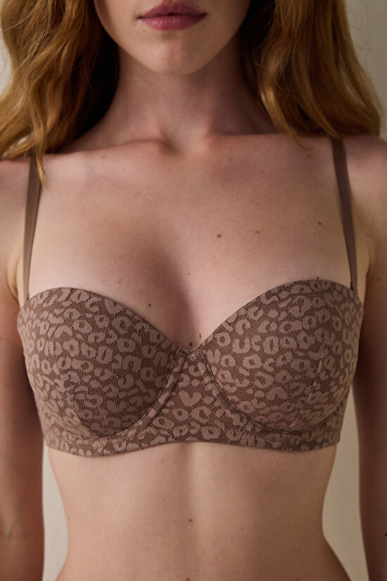 Light Brown Pop Up Lace Underwire Bra - 3