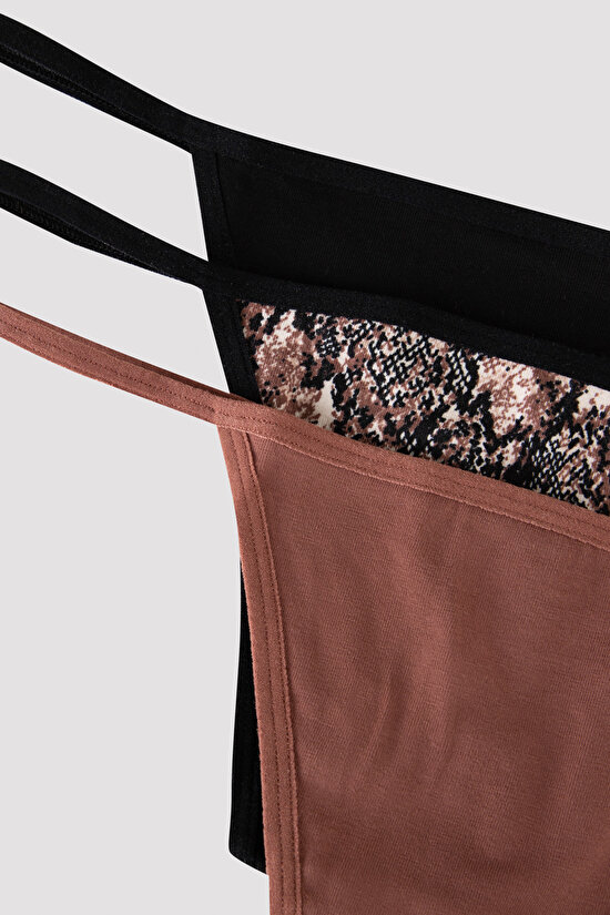 Snake 3'lü Çok Renkli String Külot - 8