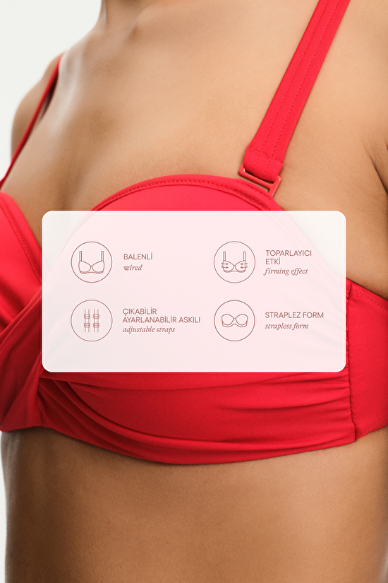 Kırmızı Beauty Toparlayıcı Bikini Üstü - 7