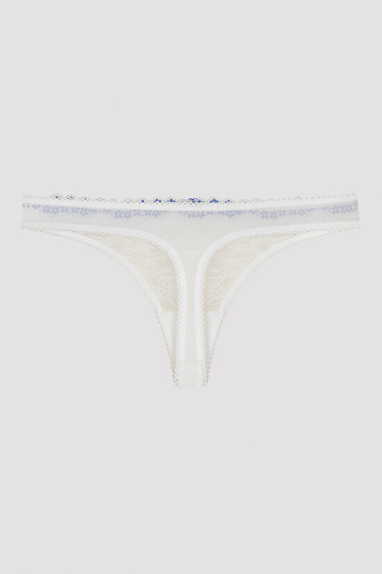 Lotus Desenli Beyaz Tanga Külot - 5