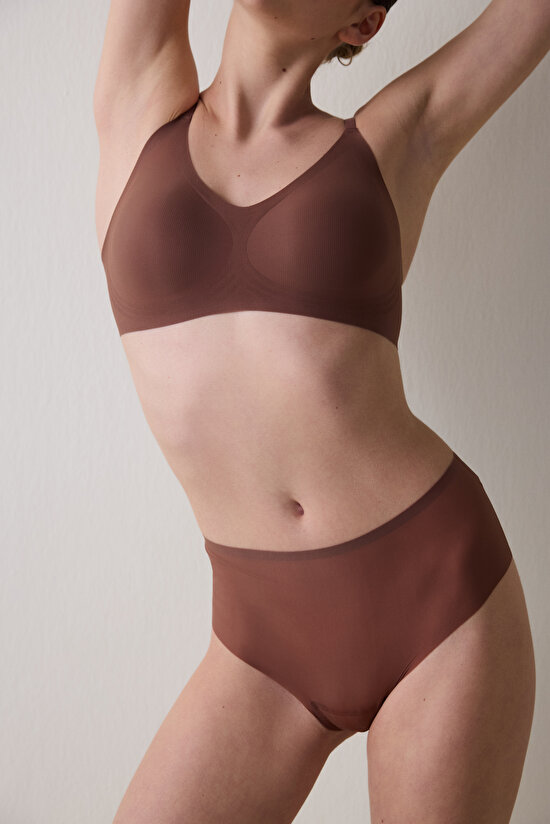 Zerogram - Ribbed Light Invisible Brown Bra - 4