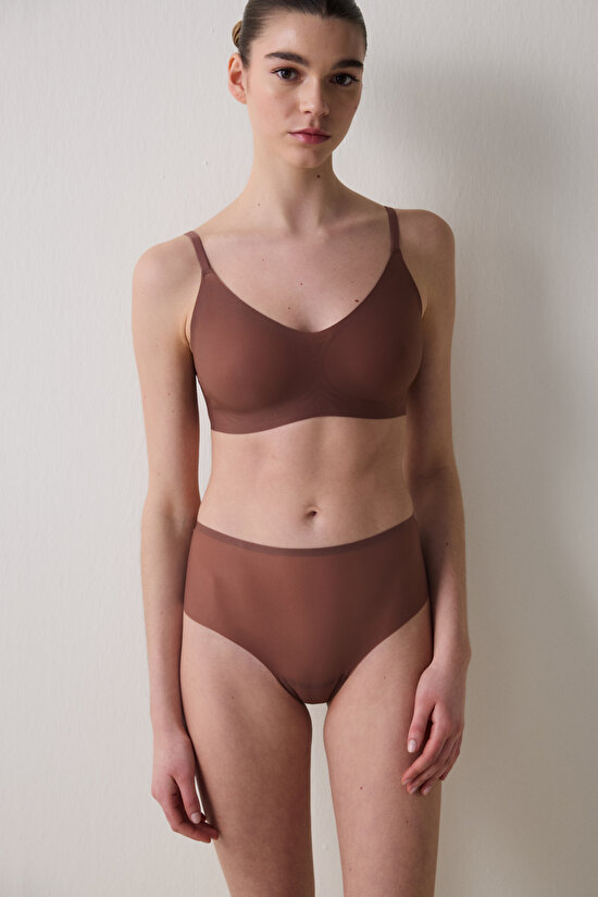 Zerogram - Ribbed Light Invisible Brown Bra - 5
