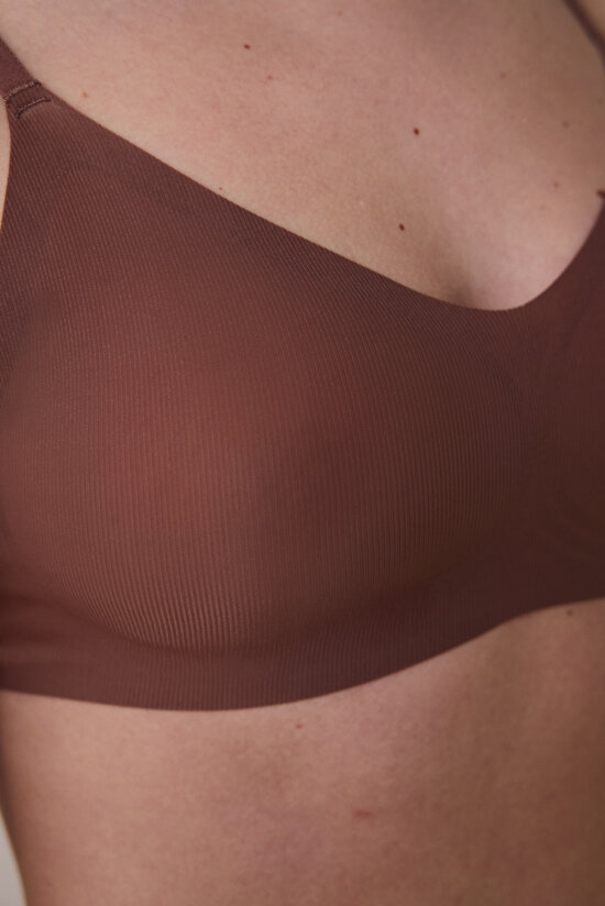 Zerogram - Ribbed Light Invisible Brown Bra - 7