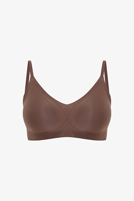 Zerogram - Ribbed Light Invisible Brown Bra - 9