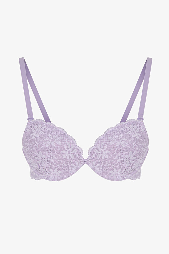 Lila Super Push Up Destekli Lace Dantel Sütyen - 1
