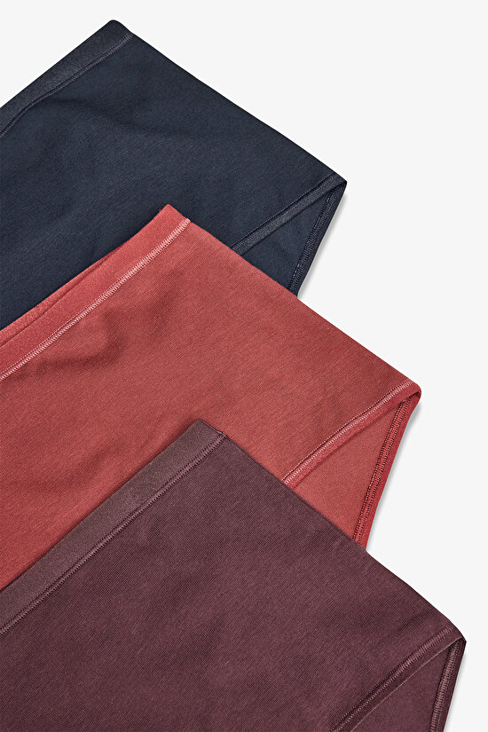 Karışık Renk Terra 3'lü  Yüksek Bel  Slip Külot - 5