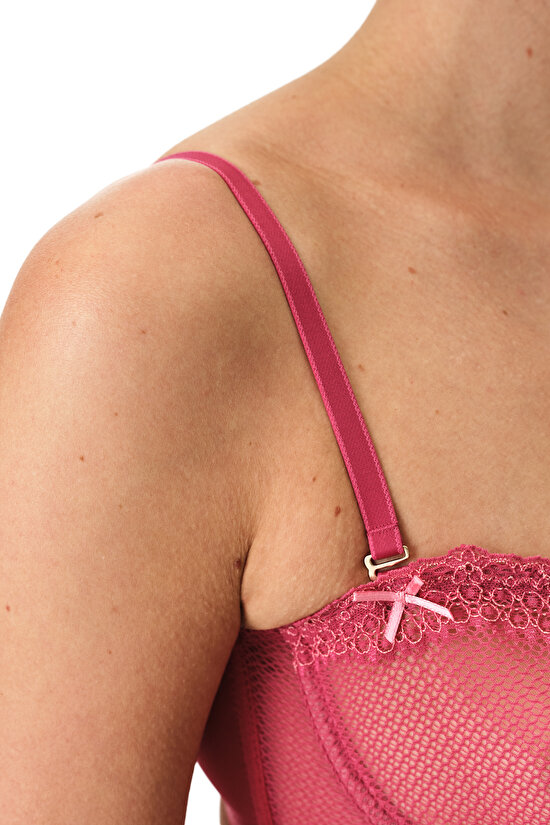 Fuşya V Balenli Strapless Sütyen - 3