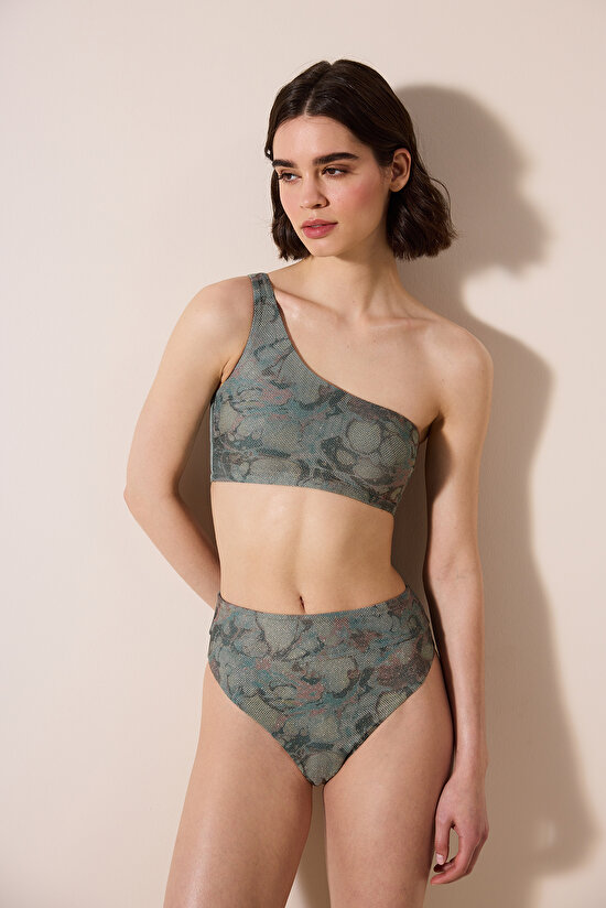 Estela Vintage Yüksek Bel Mesh Detaylı Çok Renkli Bikini Altı - 4