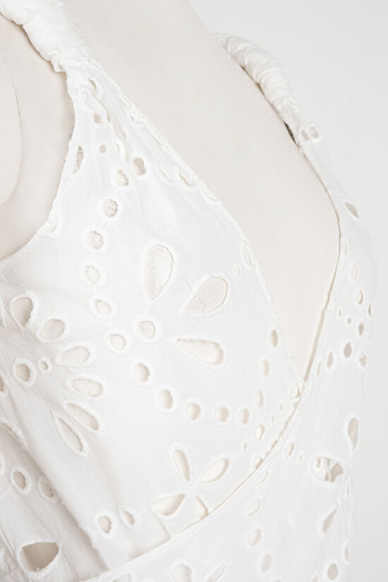 Beyaz Güpürlü Dantel Kumaşlı Rita Plaj Elbisesi - 6