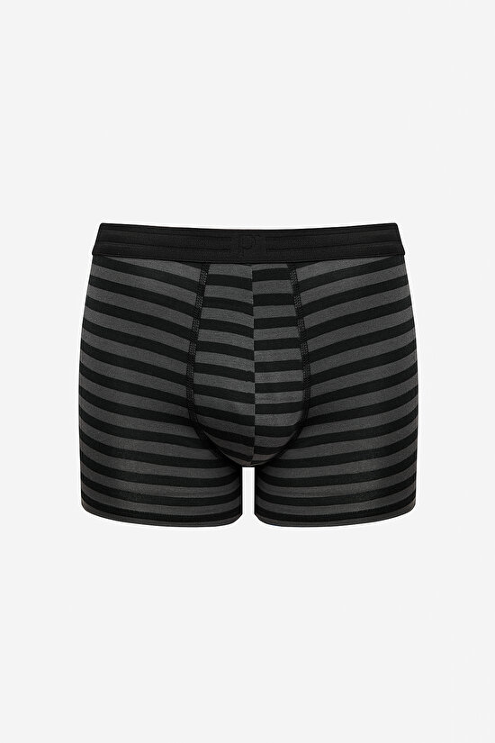Erkek Pamuklu 3lü Siyah Çizgili Çok Renkli Boxer Külot - 3