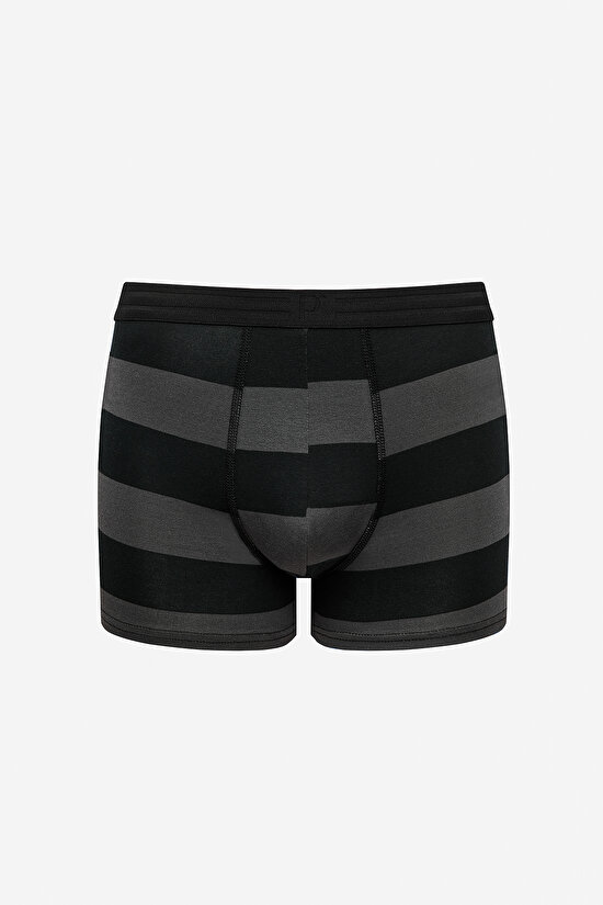 Erkek Pamuklu 3lü Siyah Çizgili Çok Renkli Boxer Külot - 4