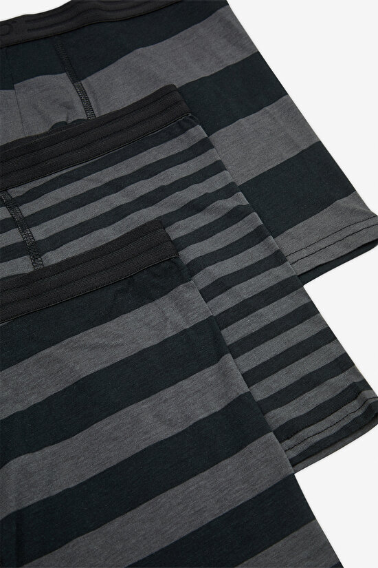 Erkek Pamuklu 3lü Siyah Çizgili Çok Renkli Boxer Külot - 5