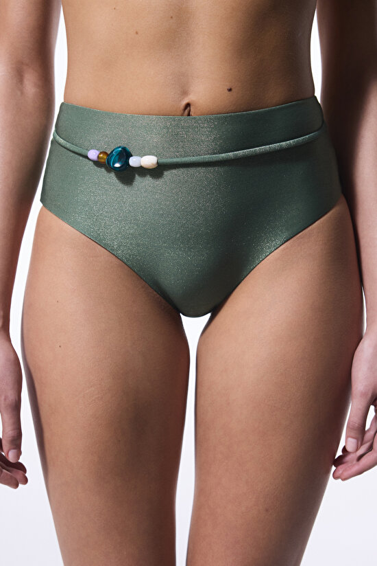 Yeşil Boncuklu Yüksek Bel Bikini Altı Yeşil Boncuklu Yüksek Bel Bikini Altı - 3
