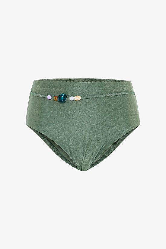 Yeşil Boncuklu Yüksek Bel Bikini Altı Yeşil Boncuklu Yüksek Bel Bikini Altı - 9