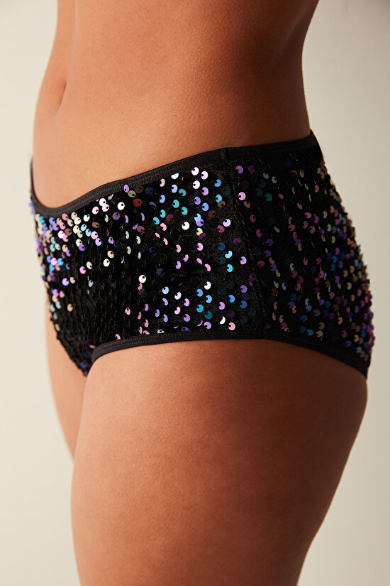 Sequin Cheeky Black Hipster - 1