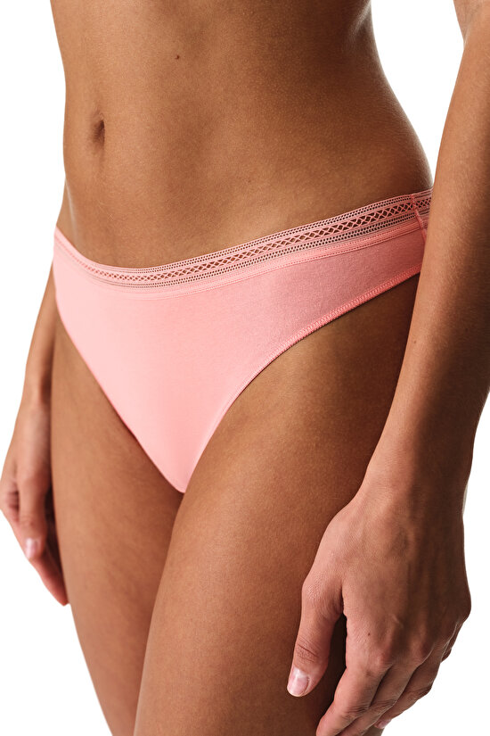 Pembe Easy Pamuklu Trim Brazilian Külot - 1