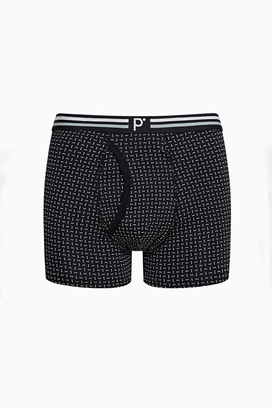 Erkek Pamuklu Black Design 3lü Çok Renkli Boxer - 4
