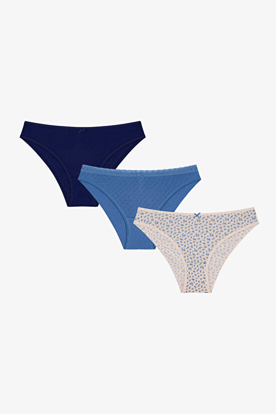 Fairy Lady Pointel Floral 3 Pack Slip Briefs - 1