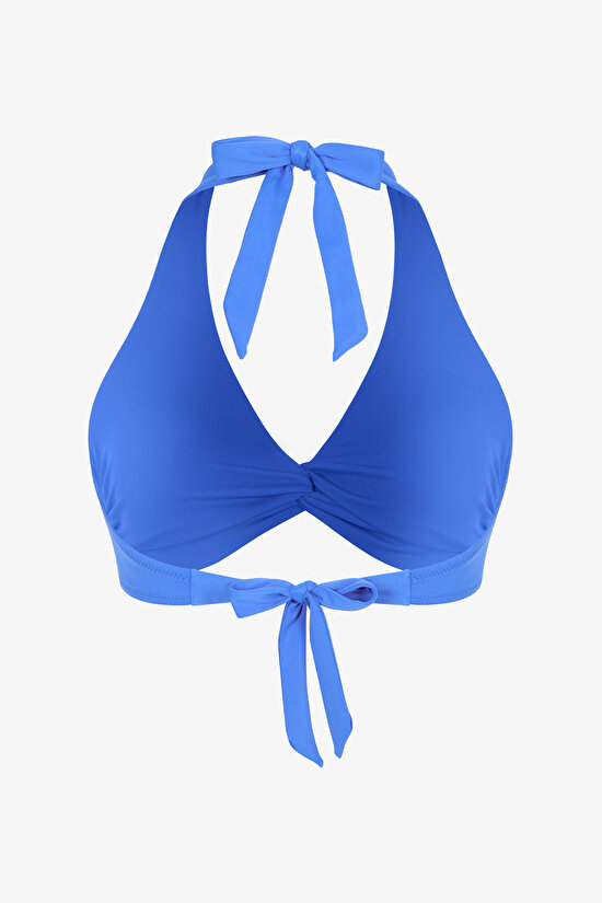Okyanus Mavi New Üçgen Twist Bikini Üstü - 7
