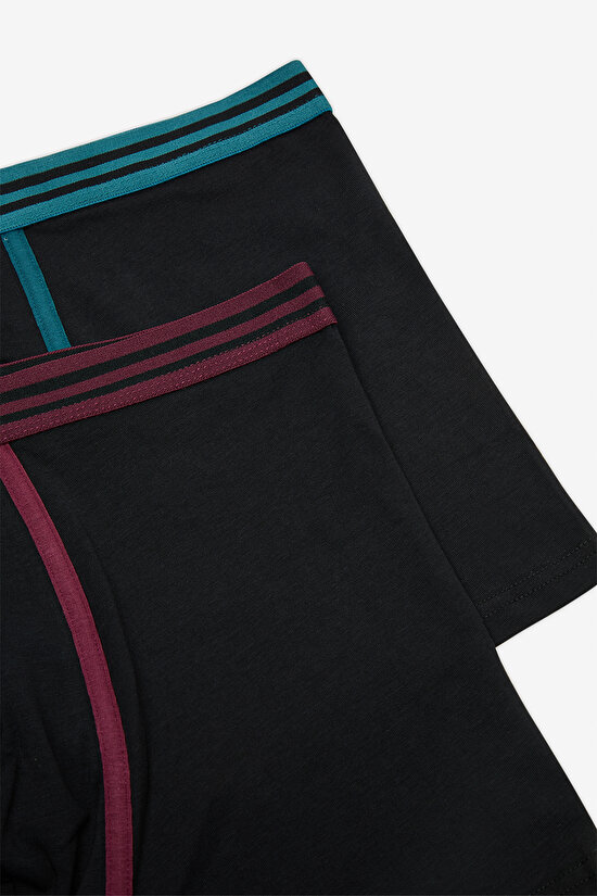 Erkek Pamuklu 2li Siyah Çok Renkli Boxer Külot - 4