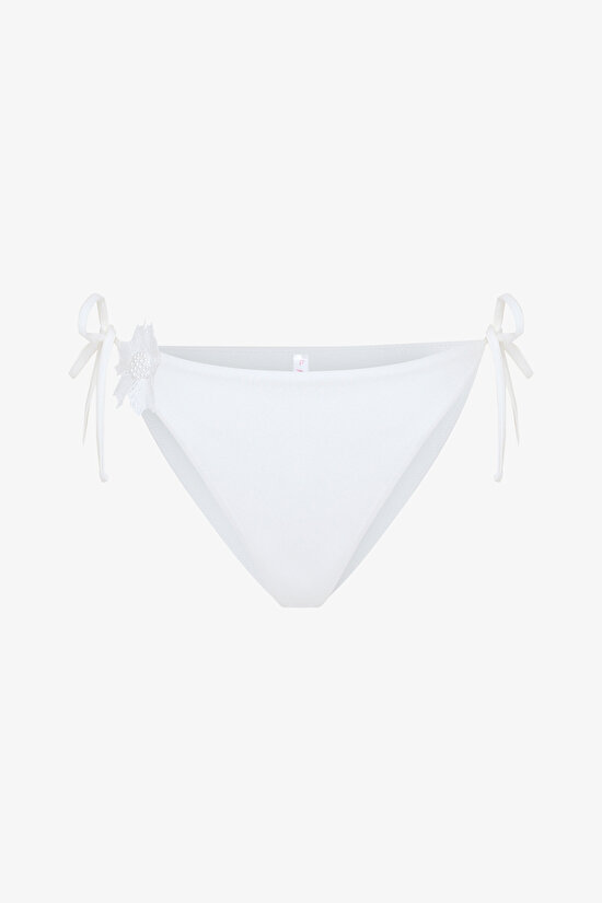 White Adeline Flower Bikini Bottom - Gamze Erçel Collection - 5