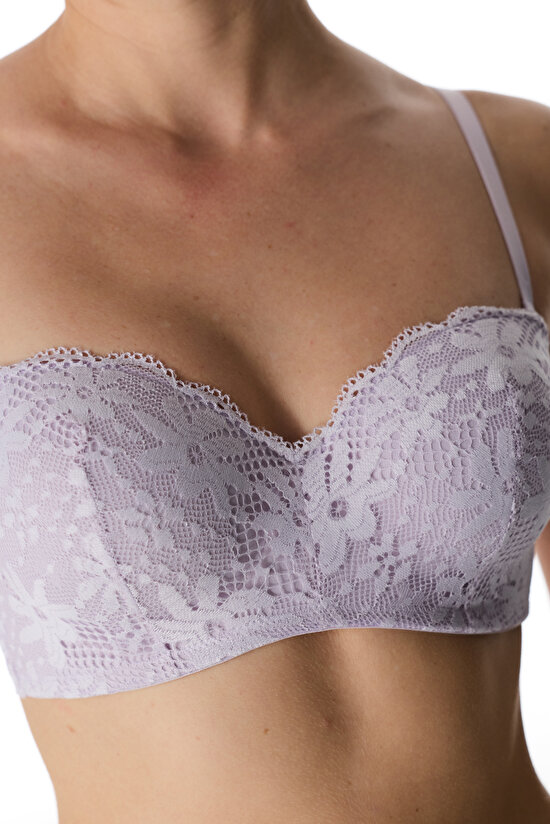 Lila Lotus Straplez Lace Dantel Sütyen - 3