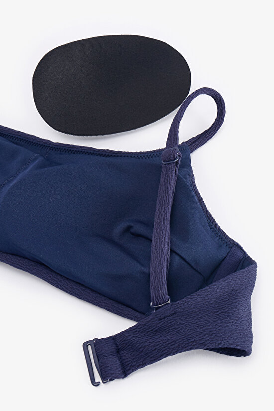 Navy Hailey One Shoulder Bikini Top - 3