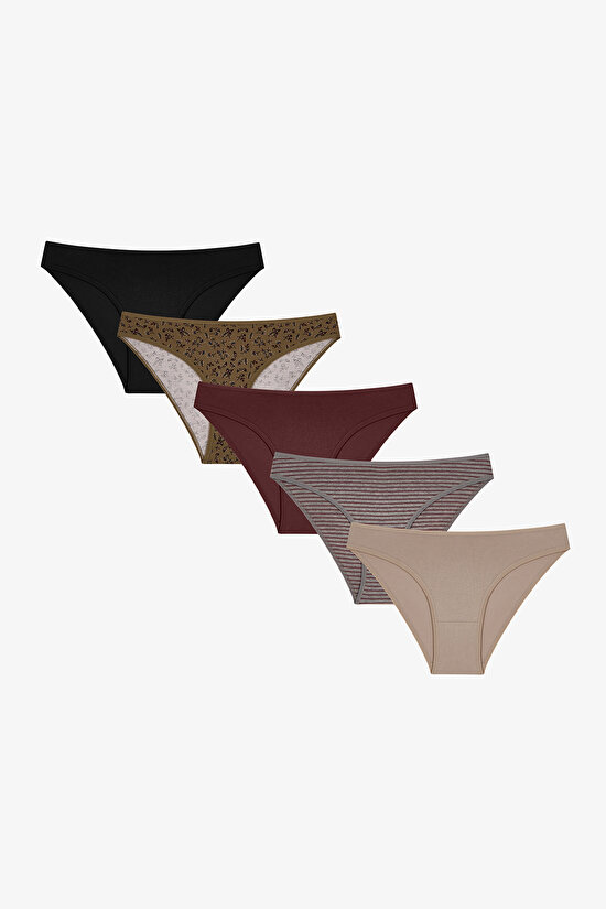 Wild Rose Floral 5 Pack Slip Briefs - 1