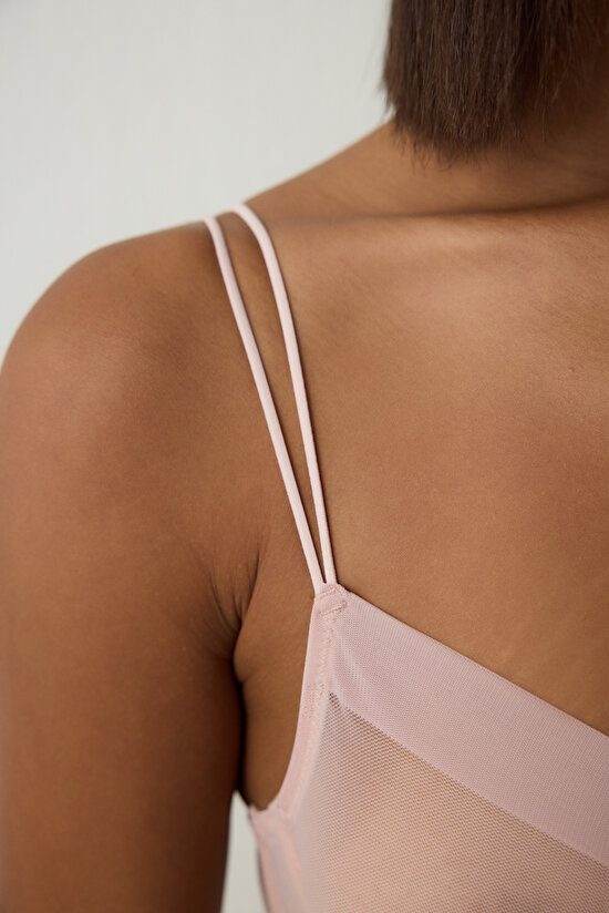 Açık Gül Kurusu Essentials Balenli Tül Kapsız Sütyen - 4