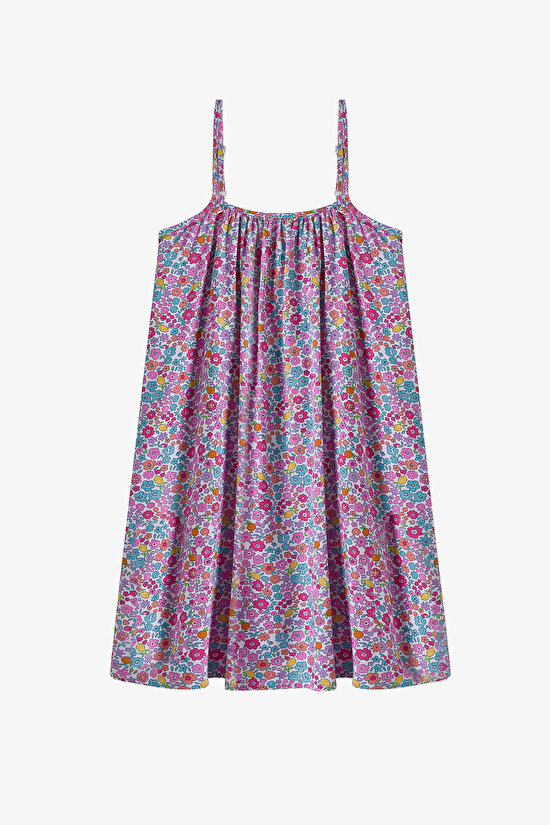 Renkli Kız Çocuk Smocked Elbise - 1