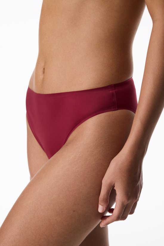 Burgundy Invisible Shinny Slip Briefs - 1